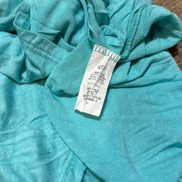 BiBi, Size Large, Turquoise Short Sleeve Blouse - Picture 3 of 4